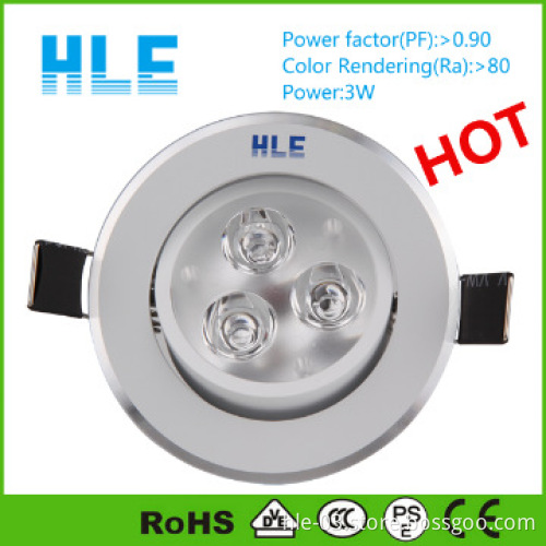 3W hot sale LED downlight, silver housing, high power 1W/pc